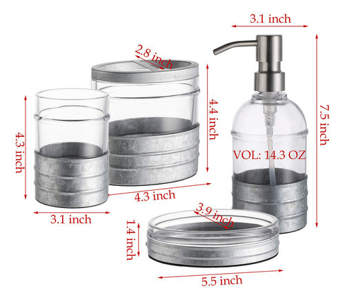 Kmwares Juego De Accesorios De Bao De Cristal Decorativo 4 P 1