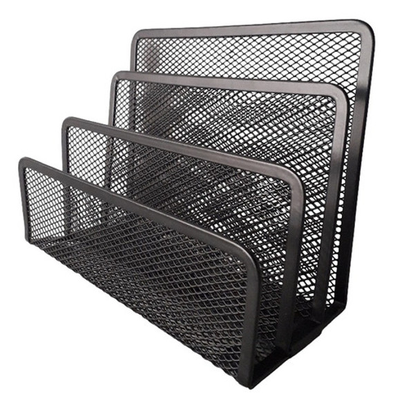 Organizador Portacartas  Metal Rejilla Negro 3 Divisiones 0