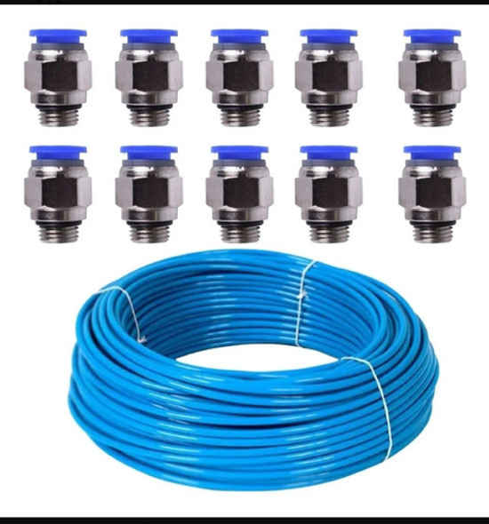 Kit 10 Conexão 1/4 X 8 E 10 Mts Mangueira Pu 8 X 1,25 10 Bar 0