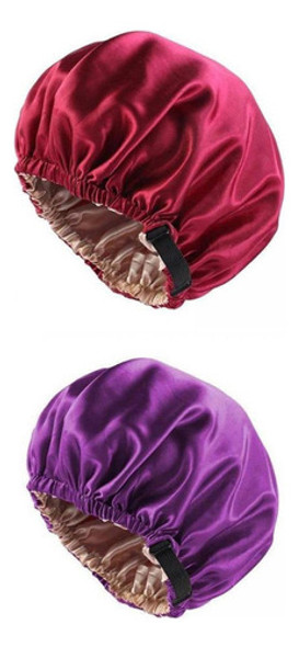 2 Bonés De Seda Acetinada Para Cabelos Cacheados Naturais. 0