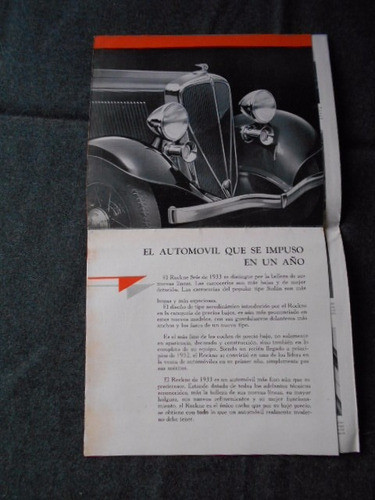 Rockne Six 1933 Studebaker Catálogo Desplegable En Póster 1