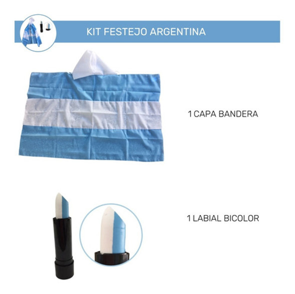 Kit Festejo Argentina Set Mundial Capa Bandera 1