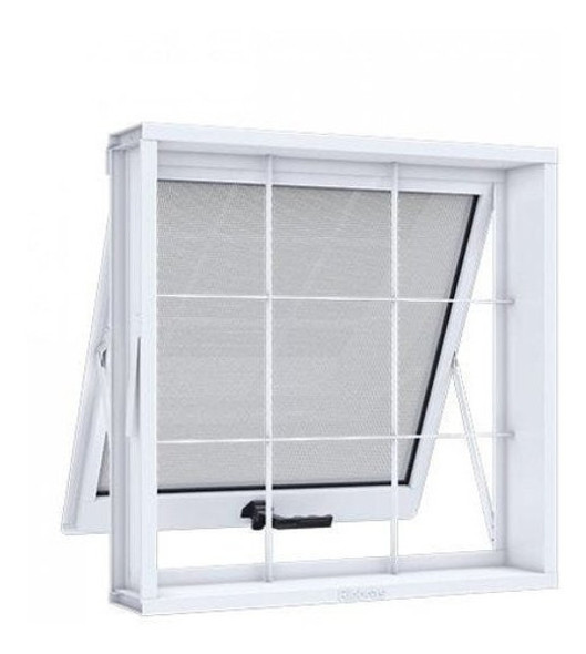 Janela De Aço Maximo-ar 1 Folha Com Vidro E Grade Ij 0