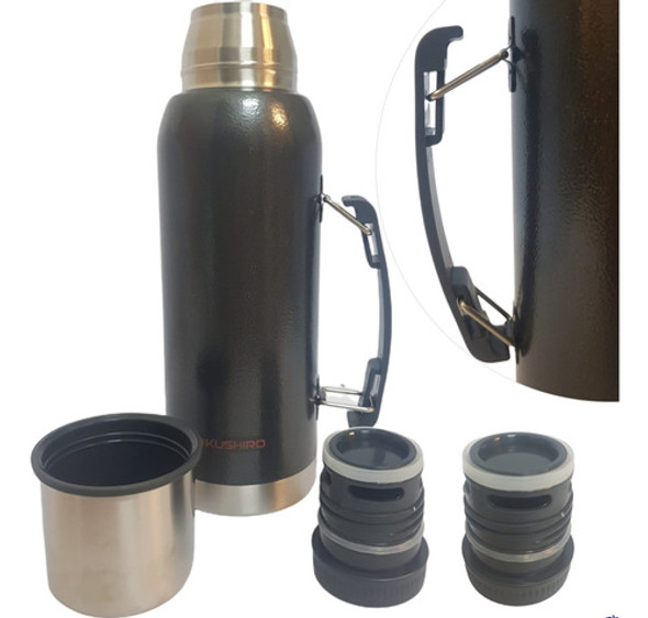 Termo 1000ml Frio Calor Acero Inox 2 Picos Cebador C/ Manija 0