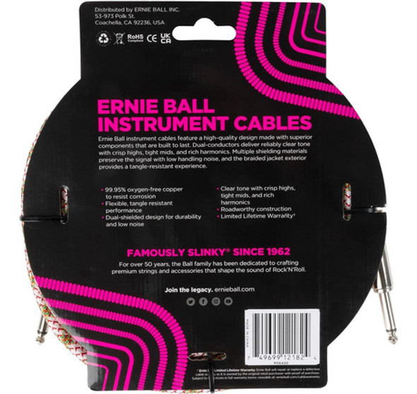 Cable Trenzado Para Instrumento Plug Recto Ernie Ball 5,5m 1