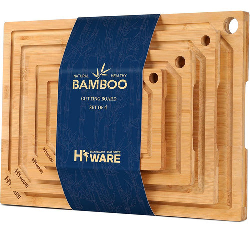 Conjunto De 4 Tablas De Bambú Extra Grandes Para Cocina 0