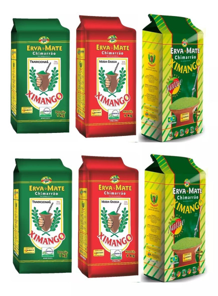 Ximango Chimarrão Yerba Mate – 6-Pack Vacuum-Sealed 1kg Each – Traditional Coarse Cut