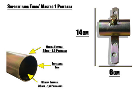 4x Suporte Antena Pregar Simples 1 Polegada 1