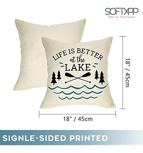 Softxpp Life Is Better At The Lake House - Juego De 4 Fundas 1