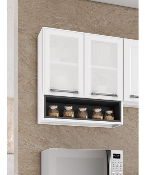 Armário Em Aço 70cm 2 Portas De Vidro E Nicho De Wt 1