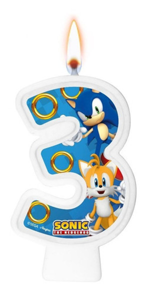 Número 3 - Vela Sonic - Para Bolo, Aniversário E Festa 0