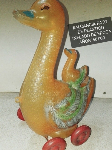 Alcancia Plastico Soplado Pato C/patito Años '50/ '60 Rara 0