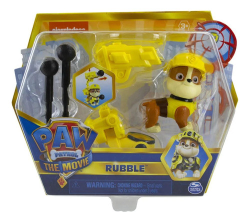 Figura Boneco Patrulha Canina Com Lançador Hero Filme Rubble 0