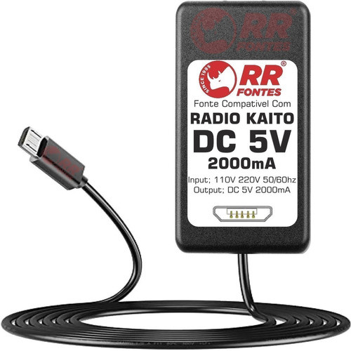 Fonte Dc 5v 2a Micro-usb Receptor De Radio Kaito Am Fm 0