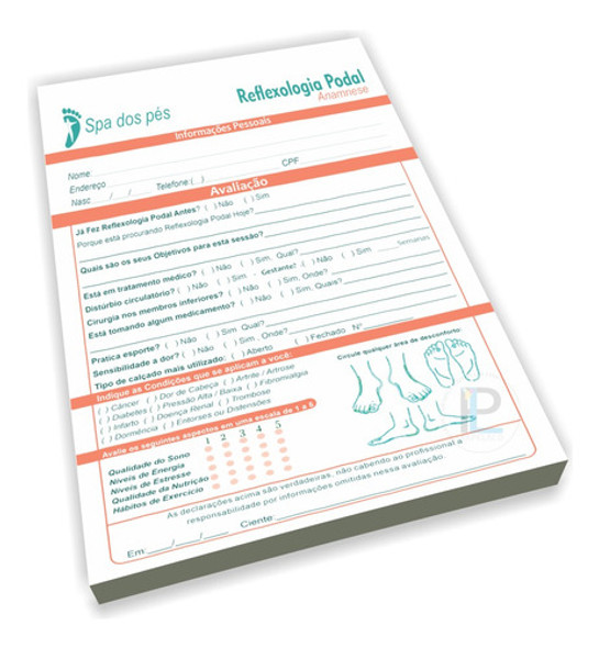 Anamnese Acupuntura - Bloco 100 Fls A4 21x28cm Personalizado 0