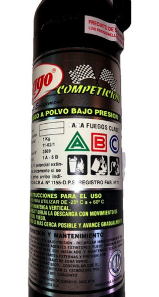 Matafuego Drago 1 Kg Polvo Químico Abc Especial Competición 1