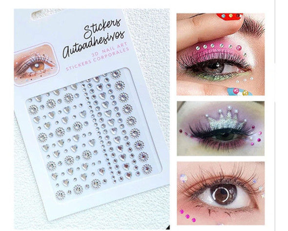 12 Kit Adesivo Glitter Pedra Rosto Maquiagem Carnaval Festa 1