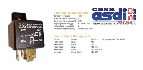 Mini Relay 12v 50a Dze 904 X 10 Unidades  Dze Mayorista 1