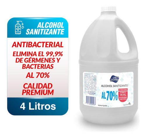 Kit Combo Pack X2 Alcohol Sanitizante 70% Life Quality 4lts 1