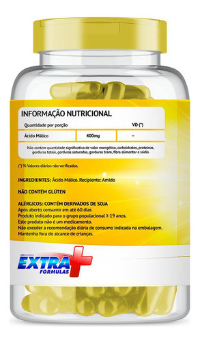 Ácido Málico 400mg Com 120 Cápsulas 1