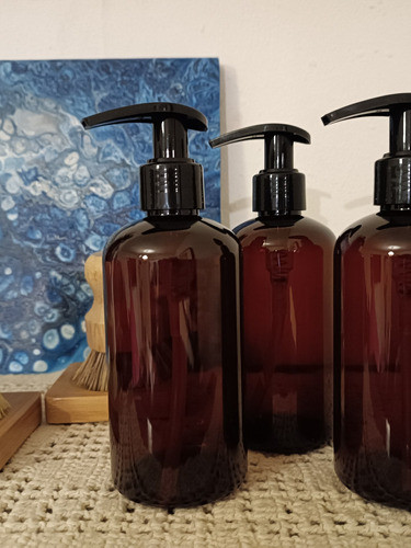 Botella Color Ámbar Pet De 250ml Con Válvula Dispensadora 1