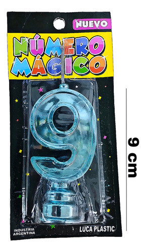 Vela Numero Metalizada Celeste N°9 1