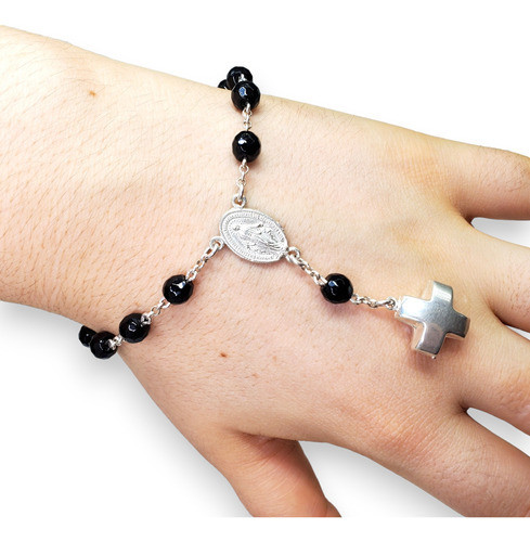 Pulsera Plata Y Onix Denario 0