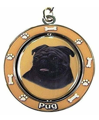 Llavero Giratorio Eys Pets Pug Negro De Doble Cara, Kc-32 0