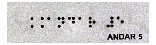 Kit 10 Placas Braile Autoadesiva 10x3cm Corrimão 5andar 0