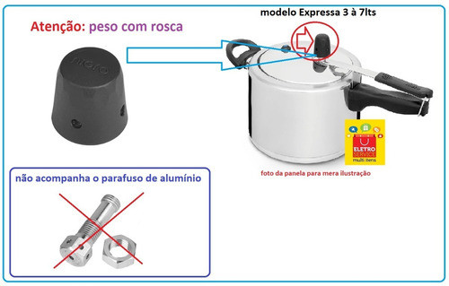 Peso Roscado Panela Pressão Nigro Expressa Original 3 A 7lts 1