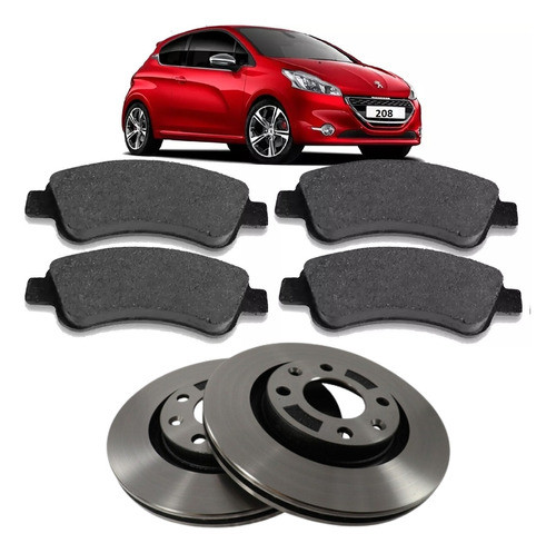 Kit Pastilha Freio + Disco Dianteiro Peugeot 208 1.6 2013/.. 0