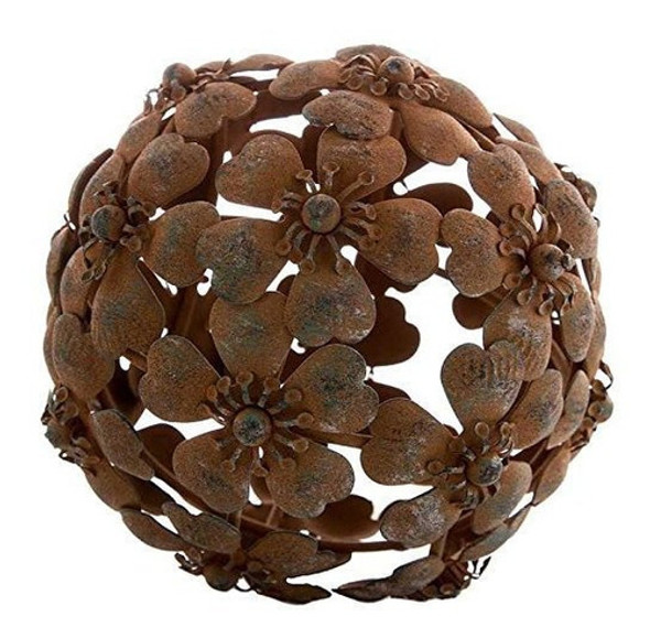 Esfera Decorativa Antigua De La Flor Oxidada Del Metal 0