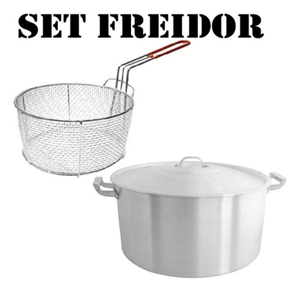 Set Cacerola Aluminio Gastronomica 32 Cm + Canasto Freidor 0