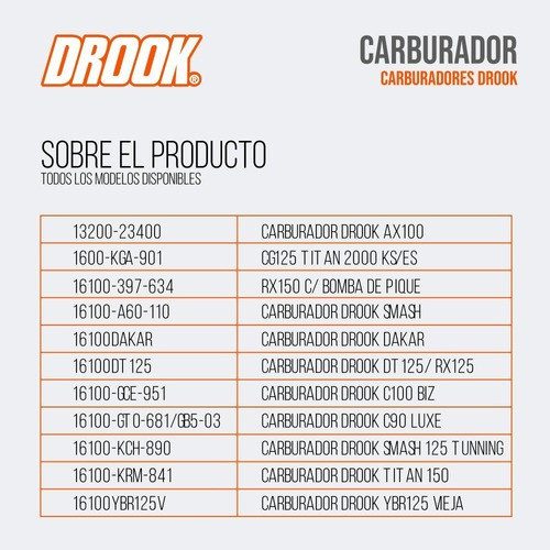 Carburador Drook Dt125/ Rx125 1