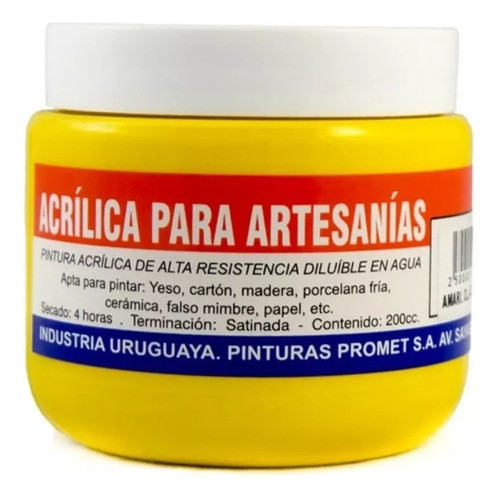 Pintura Acrílica Artesanías 200 Cc Promet - Varios Colores 0