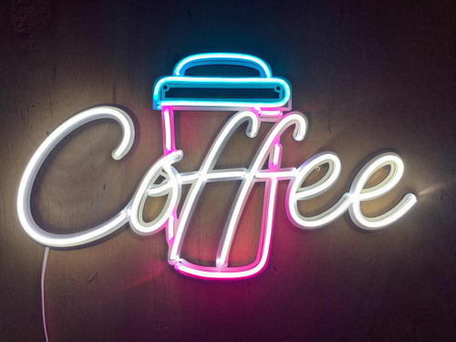 Neón Café - Coffee Takeaway Neón Led 55cm Con Fuente 0