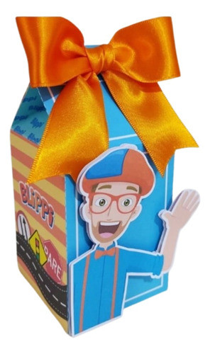 10 Cajitas Milk Box De Blippi Con Moño 0