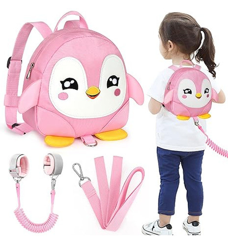 Arnes + Correa + Mochila Para Niños/as Pinguino Rosa 0