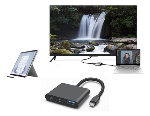 Hub Hdmi E Usb Para Surface Pro 7+/8/9 E Surface Go 3 0