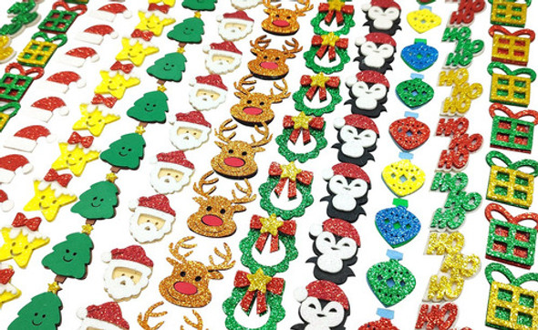Kit 50 Adesivos Natal Glitter Piercing Petshop Cães Gatos 0