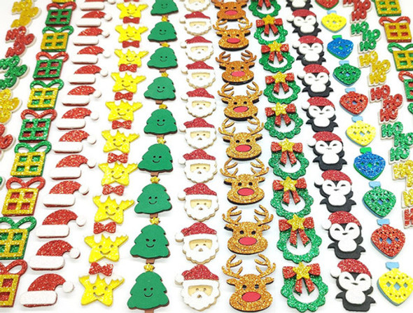 Kit 50 Adesivos Natal Glitter Piercing Petshop Cães Gatos 1