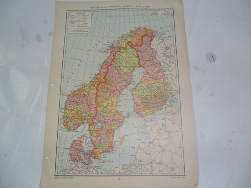 Dinamarca Suecia Noruega Finlandia Plano Mapa Lamina 1969 0