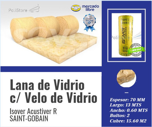 Acustiver R600 70mm X 15,60 M2 Isover Calidad Premiun 1