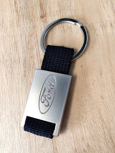 Llavero Ford Tira Tela Negro Grabado Nombre C/caja 1