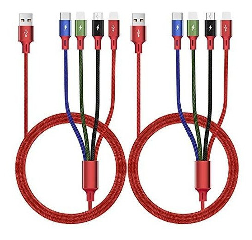 Cable De Carga Multi Usb 3.5a 4en1 Doble Ip/usb-c/micro-usb 0