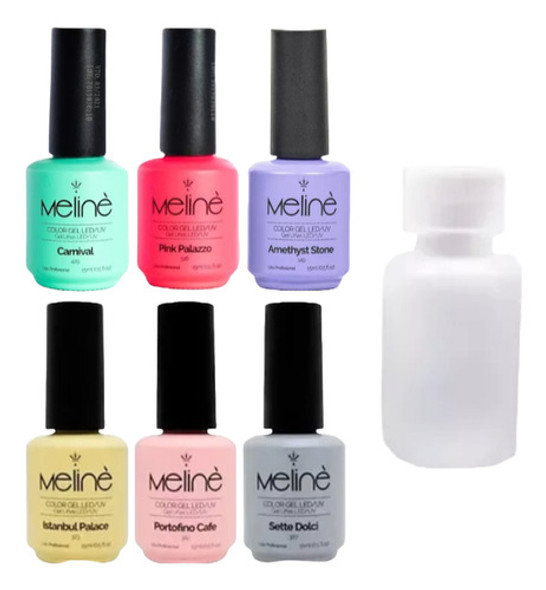 Esmaltes Semipermanentes Gel Color Meline  X6 + Removedor 0 Esmaltes Semipermanentes Gel Color Meline  X6 + Removedor 0