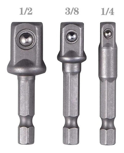 Adaptador Atornillador Taladro 1/4 3/8 1/2'' Para Dado 0