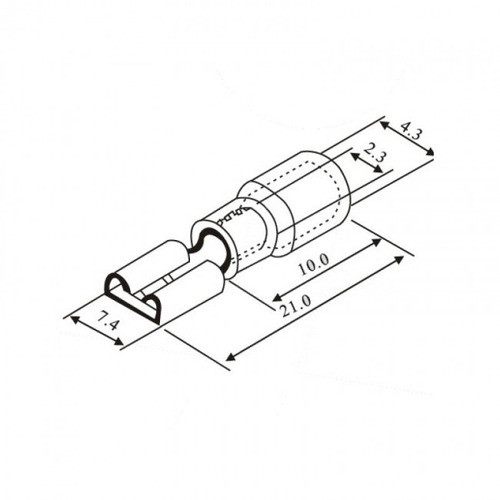 500 Peças - Terminal Faston 6,3mm Femea 1,50-2,50 Mm² Azul 1