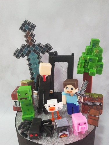 Adorno Para Torta Personajes Varios De Minecraft 0