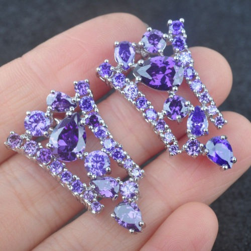 Piedra Preciosa Granate Amatista Púrpura Para Mujer Joyas De 1